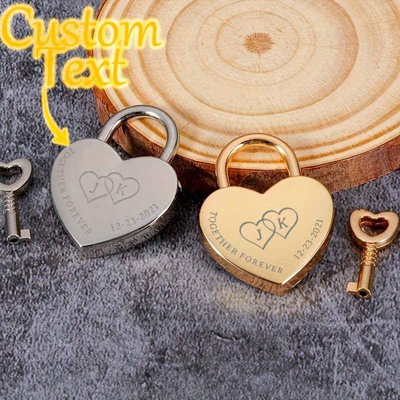 Personalized Heart-Shaped Lock with Key, Custom Initial Gift