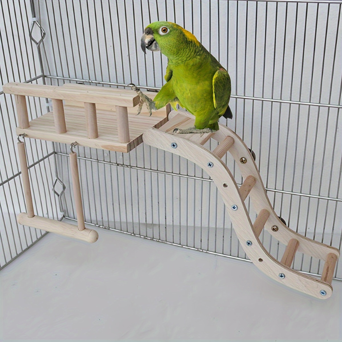 

1 Set Of Parrot Bird Supplies With Random Style, Fence, Platform, Ladder, Swing Combination, Bird Cage, Climbing Toy