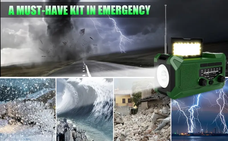 36800mwh 1 pack emergency radios for families with am fm 3 way charging hand crank solar usb sos alarm flashlight reading light thermometer compass 10000mah power bank for Product details 3
