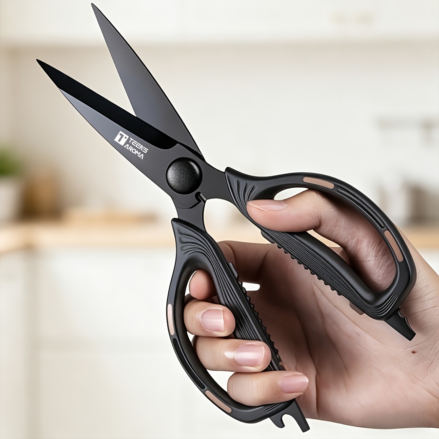 TEMU - A Heavy-duty Pair Of Scissors With Thickened Sharp And Non-slip Handles. Ideal For Food Cutting And Preparation, Versatile Scissors Are