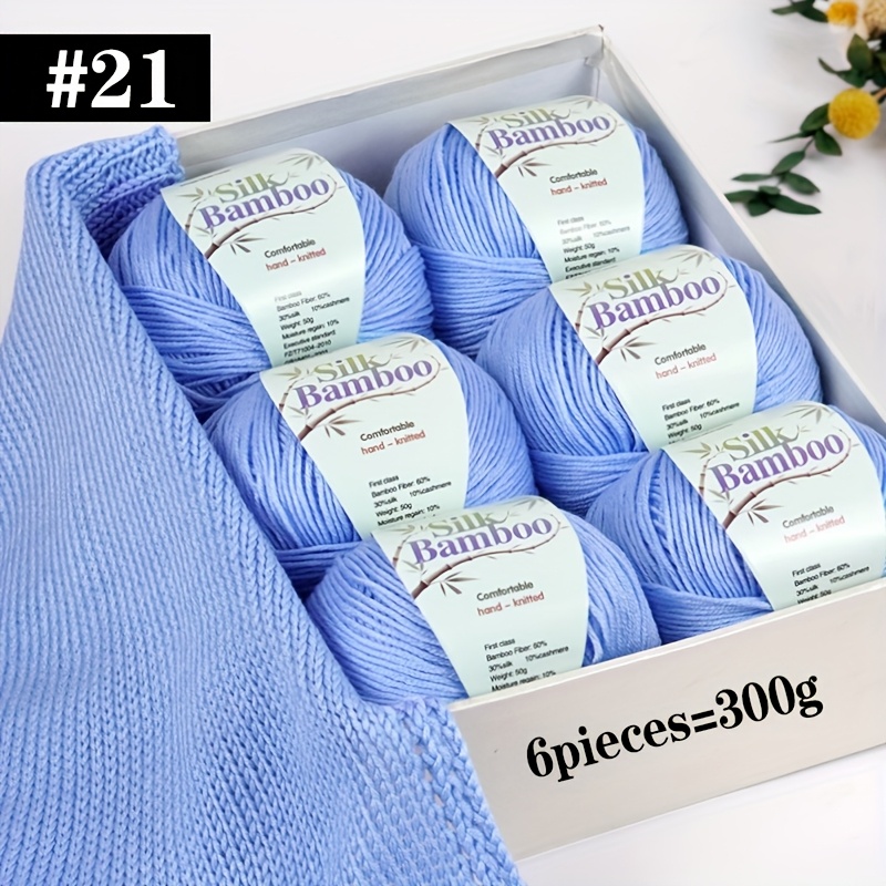 TEMU 6 pièces de Laine Tricotée en Mélange de Bambou - Douce et Respirante, Idéale pour le Tricot, Écharpe, Bonnet, Pull, Matériel, Crochet DIY -