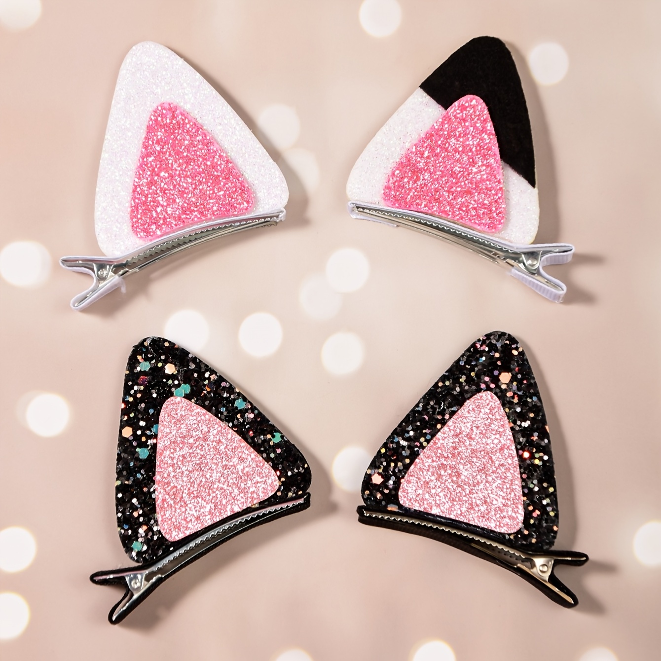 

2pcs Cute Cat Ear Hair Clips With Glittery Sequins – Stylish Polyester Hair Accessories For Parties, Cosplay, , And , Party Hair Accessories | Glittery Hair Decor | ,