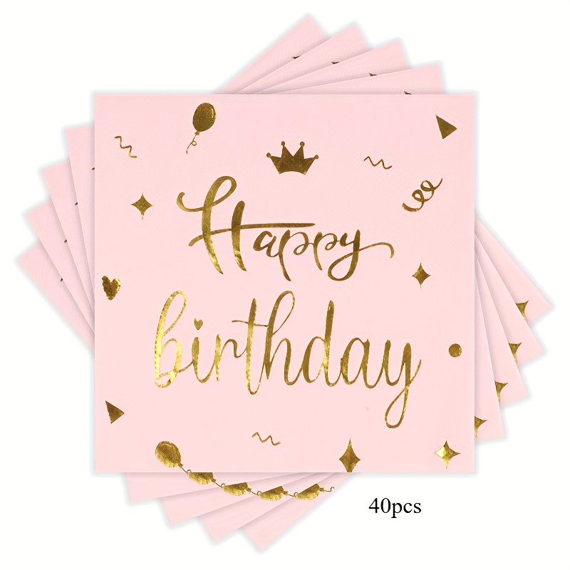 Image of 40-sheet/40pcs Elegant 2-ply Golden Pink Napkins Suitable For Weddings, Birthday Parties, - Pack For Event Decorations, Table Setting, Party Supplies