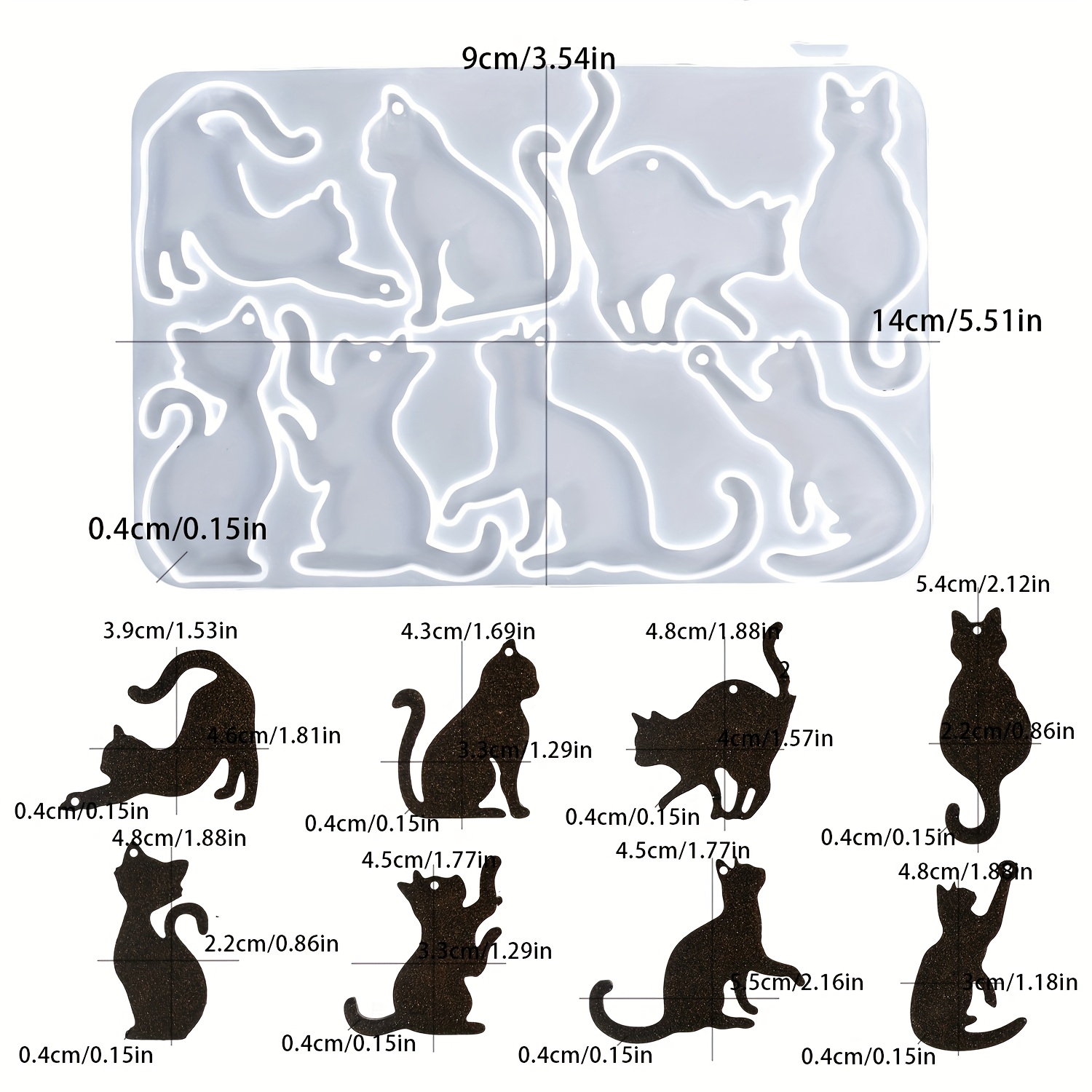 Resin Casting Molds, Of 8 Cat Pendant Crystal Epoxy Molds For Earrings, Necklaces, And Brooch Additions, Creative Handmade Crafts, Crystal Epoxy Molds
