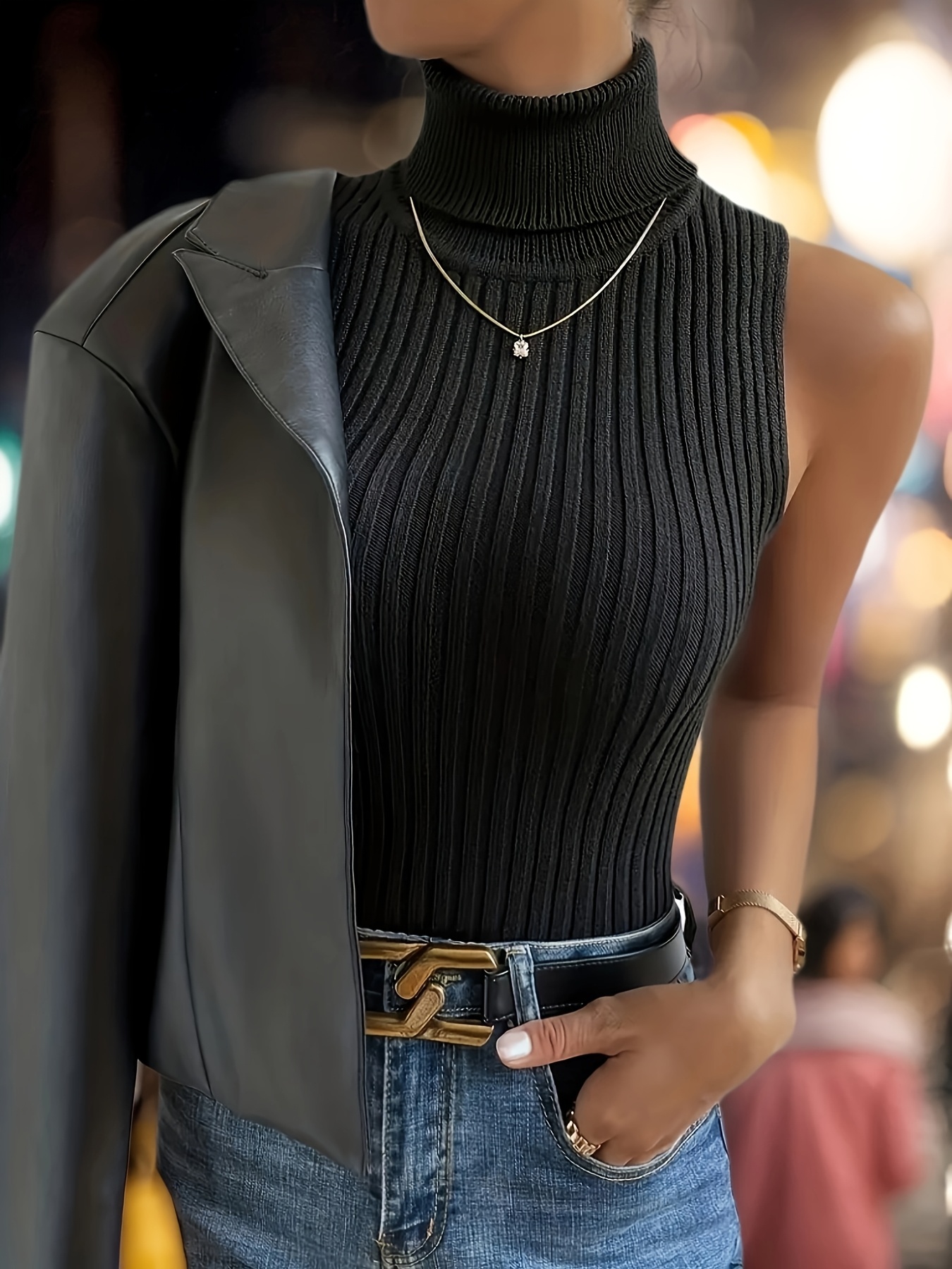 sleeveless turtleneck sweater black sleeveless polo neck top