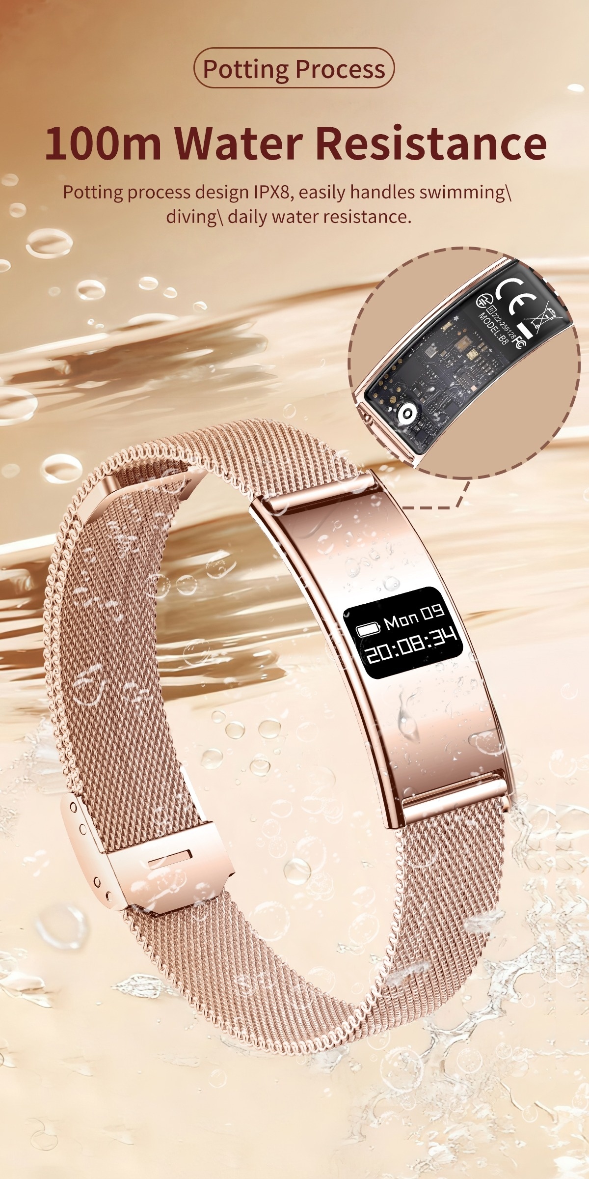 GWENLAND 2025 Smart Bracelet - Zinc Alloy Body, Lightweight And Fashion, Multiple Sport Modes, Step Count, Sleep Detection, IPX8, Remote Control Photography, Ideal Christmas Gift for Boyfriend Or Girlfriend