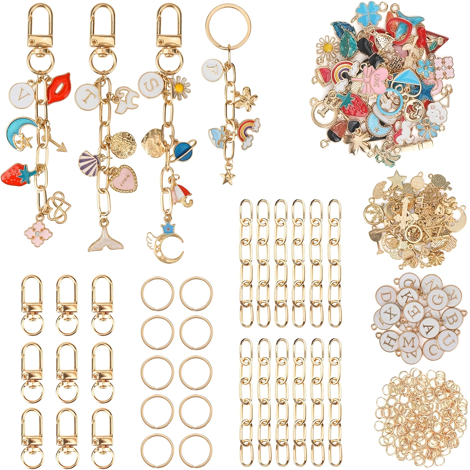 206 keychain making kits 56 pendants 10 keychain clips 10 keychains 10 extension chains rotating hooks and 120 jump rings handmade materials for valentines day gifts