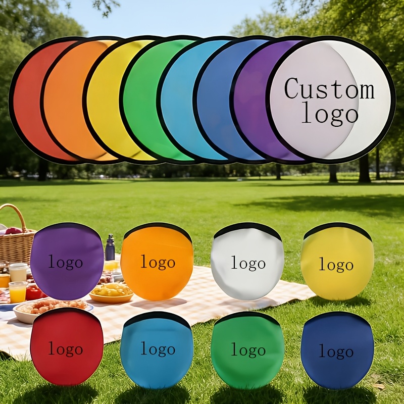 TEMU 8 Sets: 8pcs Folding Advertising Fans And 8pcs , Foldable Advertising/gift Flying Disc Fans That Printed With . Lightweight And Portable, Comes