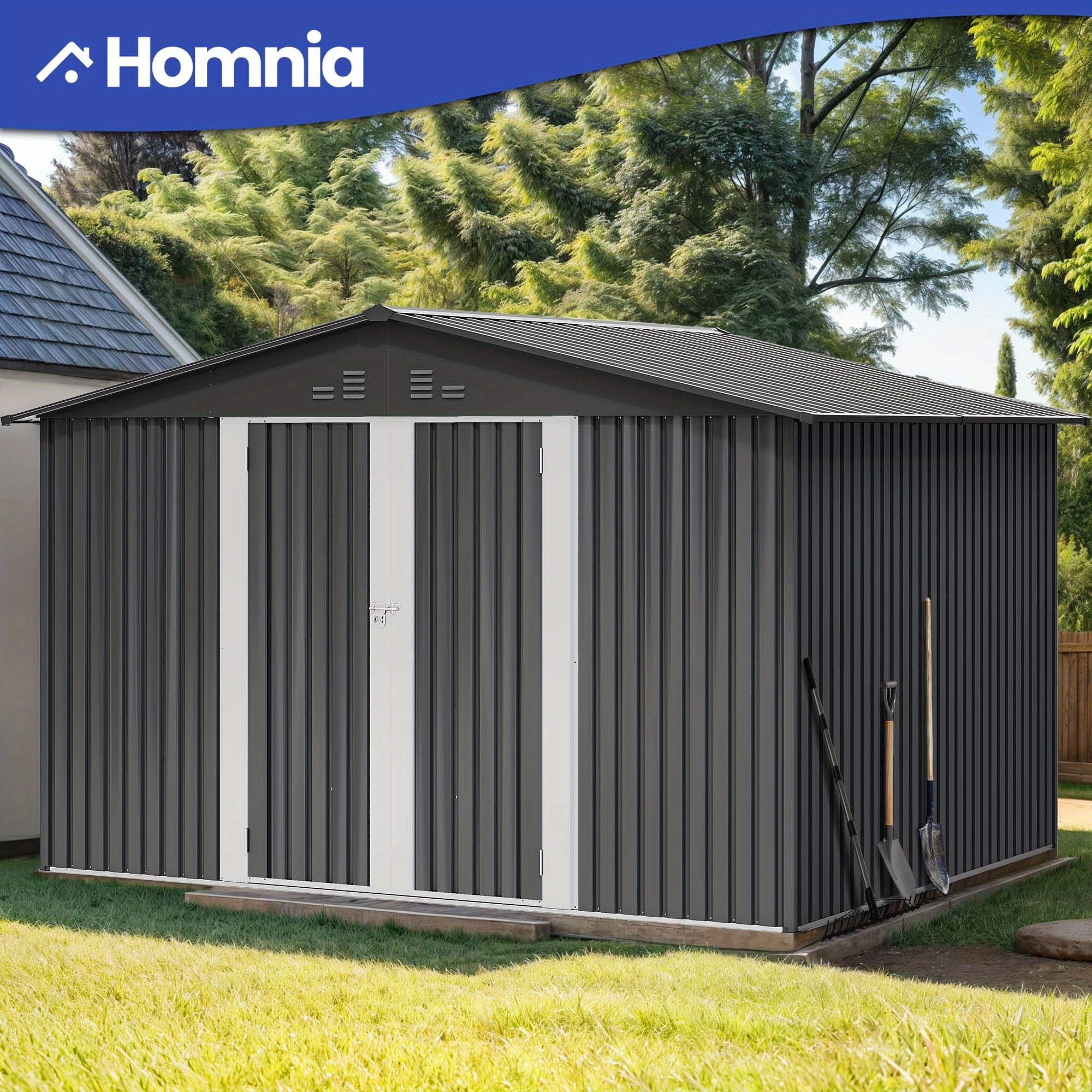 

Yintatech 10x8 Ft Metal Storage Shed, , Double Lockable , Ventilation , And Metal , For , Lawnmowers And