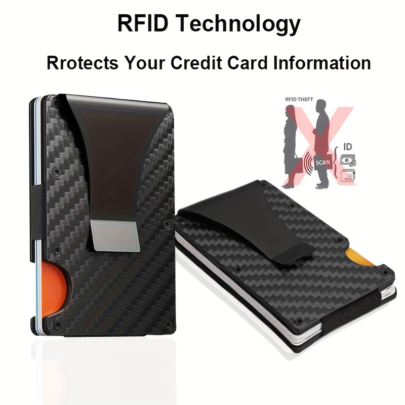 

Men's Sleek Carbon Fiber Wallet With Metal Accents - Casual Style, Multi-card Holder & Document Pocket