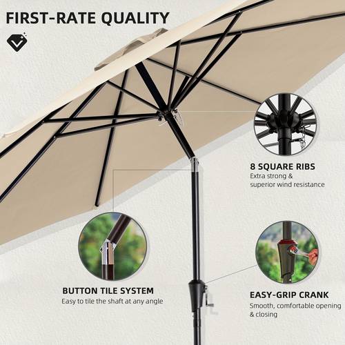11ft large outdoor patio umbrella durable uv protection waterproof and windproof with button tilt and crank system backyard beach and poolside shade