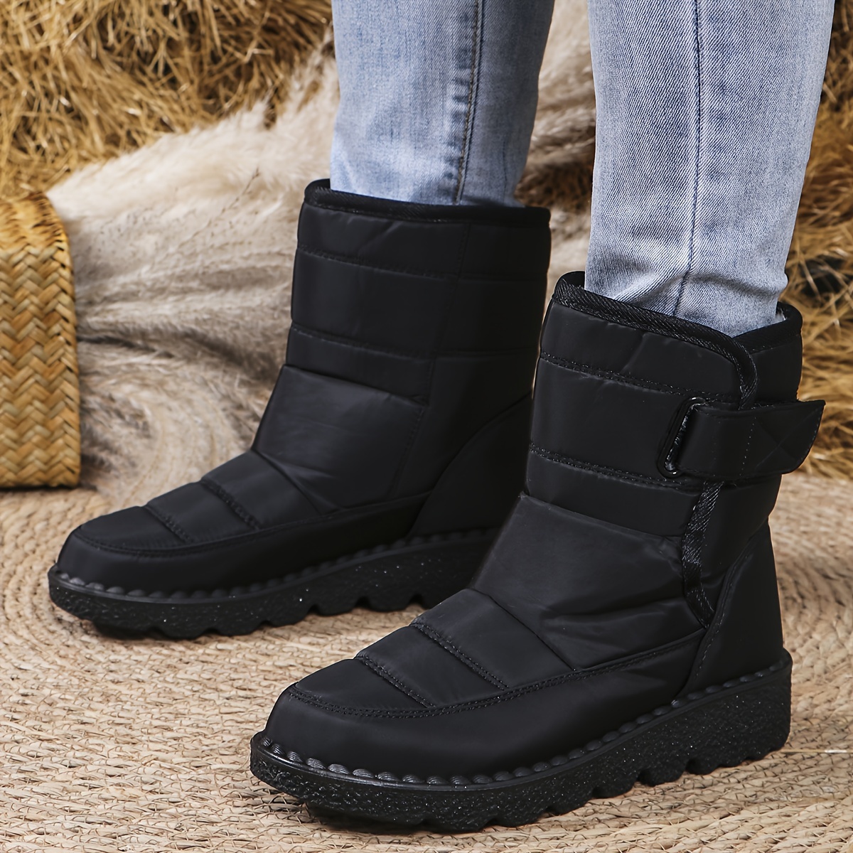 Large Size Snow Boots for Women 36-45 Super Thick Boots for Women Winter  with Velvet Warm Thick Soled Non-Slip Shoes for Women