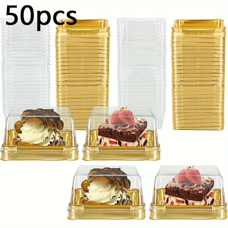 

festive" 50-piece Mini Cupcake Containers With Clear Plastic Dome - Perfect For Weddings, Birthdays & Desserts