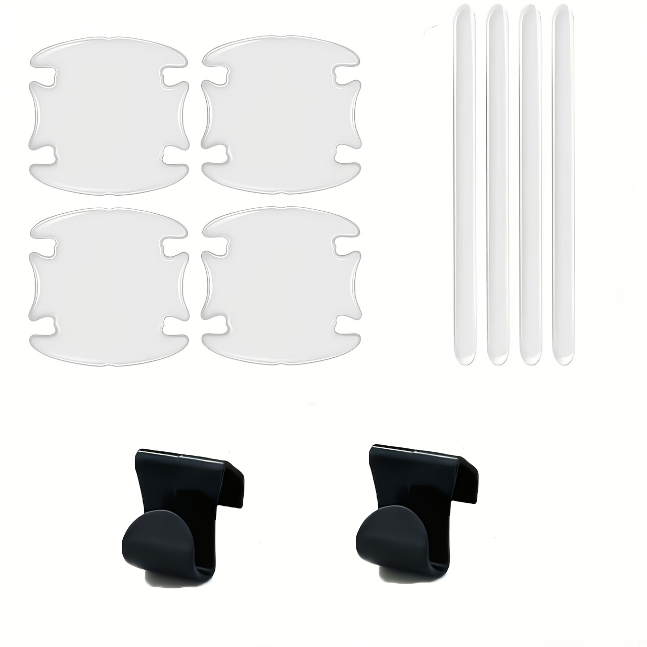 TEMU 10pcs Set: 8pcs Car Door Handle Anti-scratch Film Set + 2 Multi-functional Hooks. The Door Handle Anti-scratch Film Set Of Transparent Tpu
