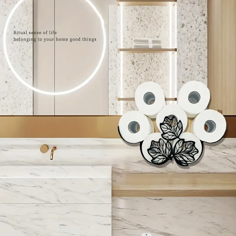 1 leaf shaped tissue holder bathroom tissue storage rack wall mounted roll paper storage container bathroom accessories Product details 4