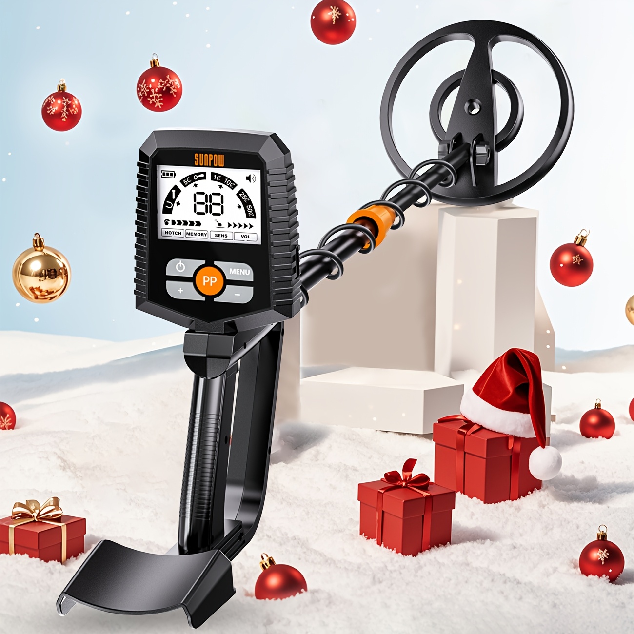 

Sunpow 1078 Metal Detector - & -friendly With Large Lcd Display, Adjustable Volume, Ppsu Construction, Battery-powered (36v) - Ideal For Camping & Holiday Gifting, Black, Sunpow