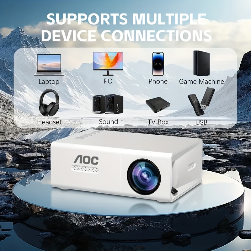 kompakter mini projektor | tragbarer hd-projektor (ansi 19lm) | für computer, handys & spielkonsolen inkl. fernbedienung