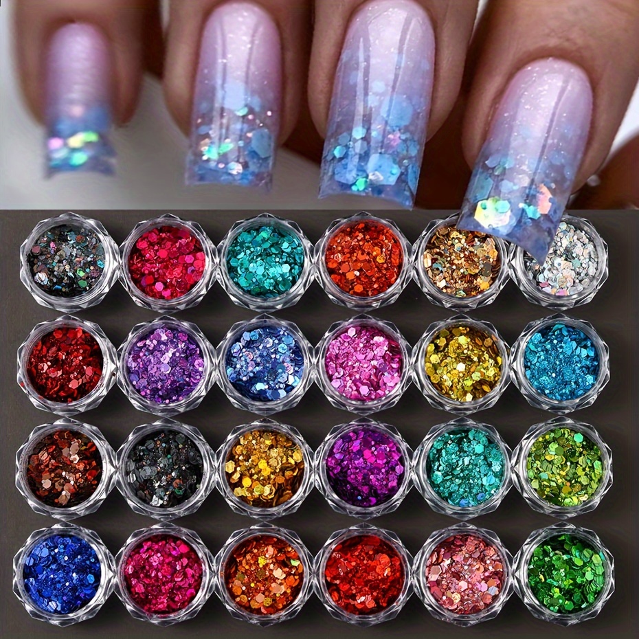 Mirror Iridescent Mixed Hexagon Nail Glitter Sequins Laser - Temu