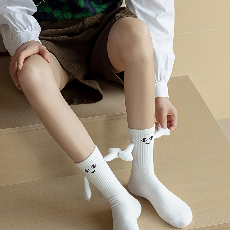 

1/2 Paires de Chaussettes Main Dans , Chaussettes Mi-tube 3D Élégantes Et Amusantes, Bas Et Bonneterie Pour Femmes