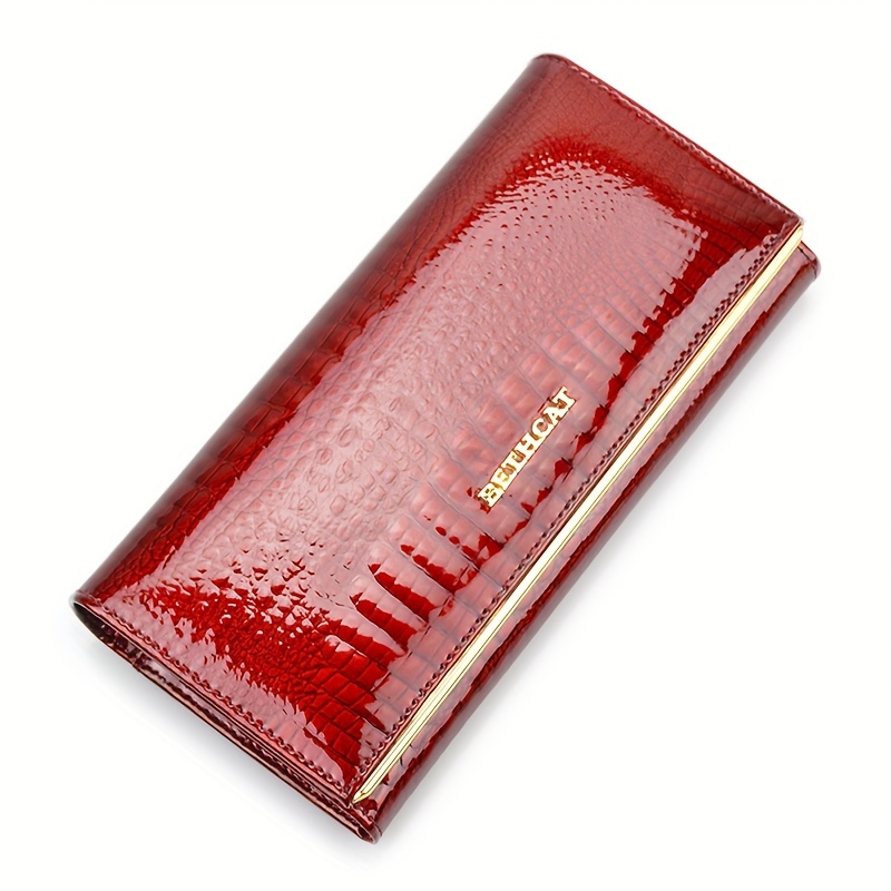 

Luxury Women's Second Layer Cowhide Wallet Crocodile Pattern Embossed Clutch Coin Purse Designer High Quality Designer Long Hand Bag Cowhide