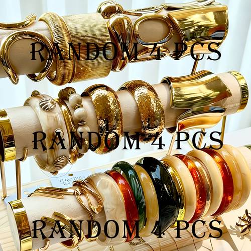 conjunto de 4 pulseras de resina con irregular, estilo old money elegante y minimalista de moda, para mujer, ideal para fiestas, vacaciones, compromisos, aniversarios y regalos.