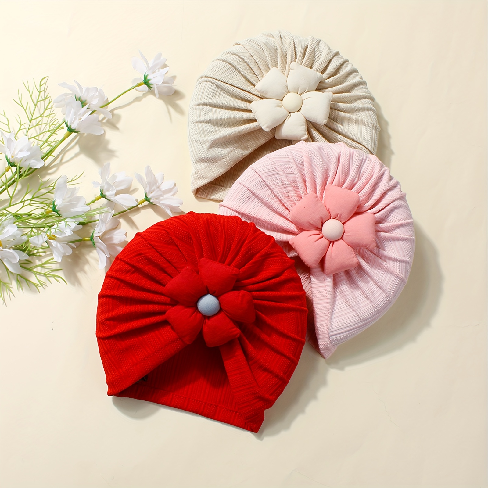 TEMU 3pcs Baby Thread Flower Head Is Soft And Comfortable, Suitable For Daily Use