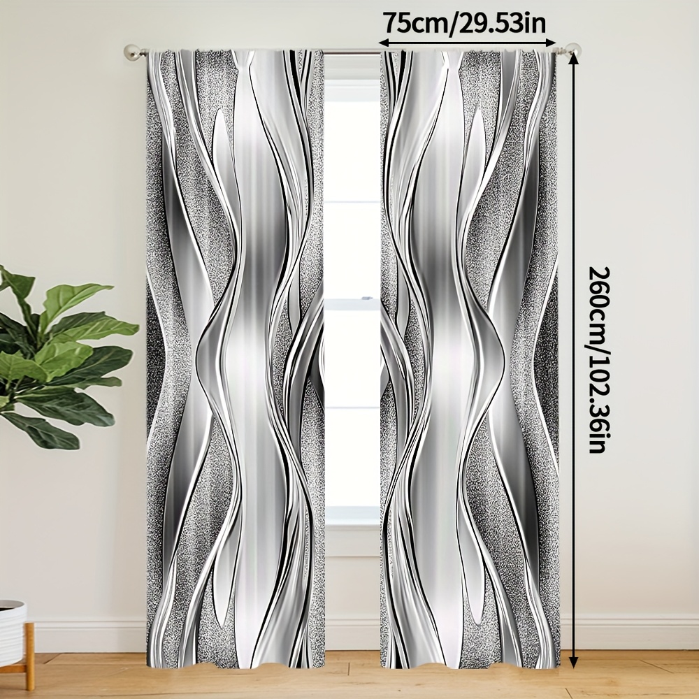 TEMU 2 pièces, Rideaux d'Art Impression Plate 2D, Motif Moderne , 100% Polyester, Parfaits pour Salon avec Poche à Tringle, Lavables en Machine (