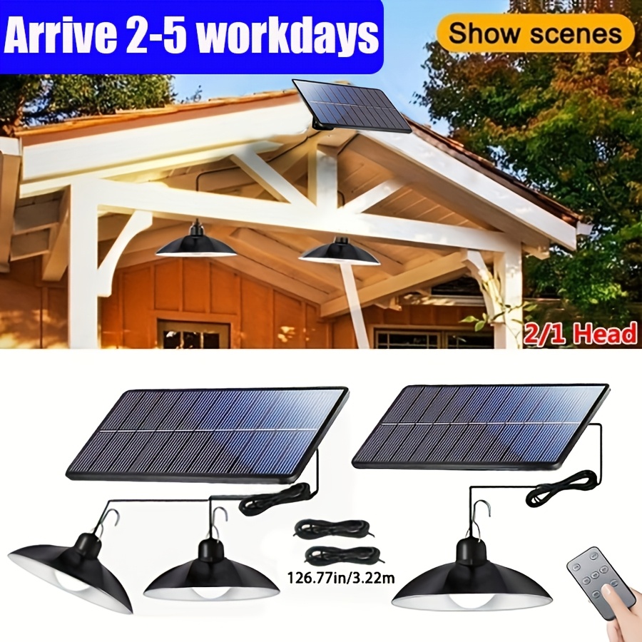 

1pc Solar Pendant Light, Outdoor Solar Led Light, Double Headed Pendant Light With Remote Control Decoration, Solar Light Indoor Barn Room