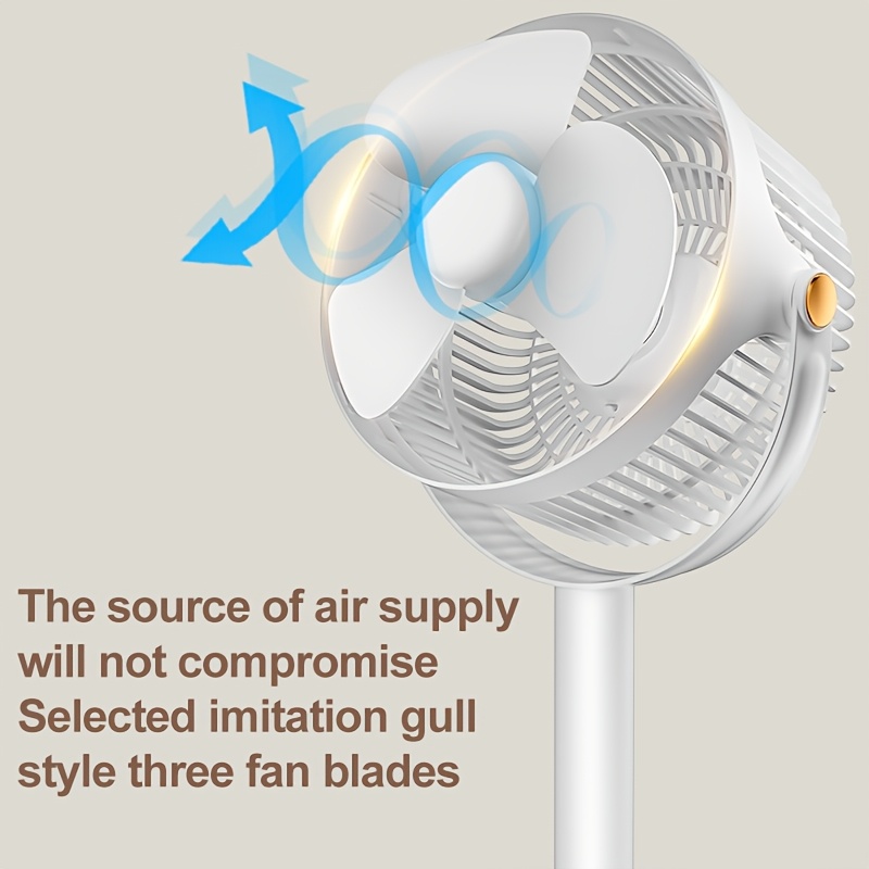 This Is a Versatile Floor Fan with Adjustable Height, Offering Five Different Wind Speeds, a Type-C Charging Port, a Sleek And Sturdy Stand, And Can Be Used on The Floor Or Desktop. It Features a Powerful 4000Mah Battery