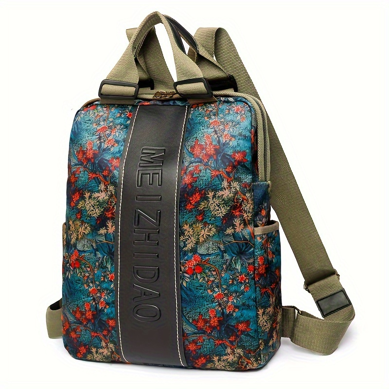 E-shop Damenrucksack, Geräumiger Modischer Bedruckter Rucksack, Leichter Nylon-Laptop-Rucksack, Freizeit-, Reise- Und Outdoor-Tasche