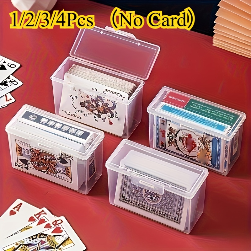 1 2 3 4pcs   plastic playing card holder box with hinged lid deck box for poker business cards storage organizer rectangular for game room   1 2 3 4pcs