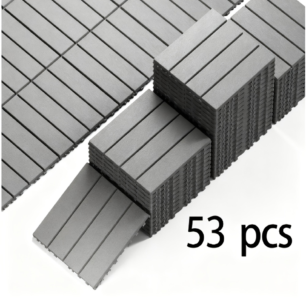 53-pack Interlocking Plastic Deck Tiles For Outdoor Use - Waterproof, , Non-slip- - Design For Poolside, Patio, Backyard
