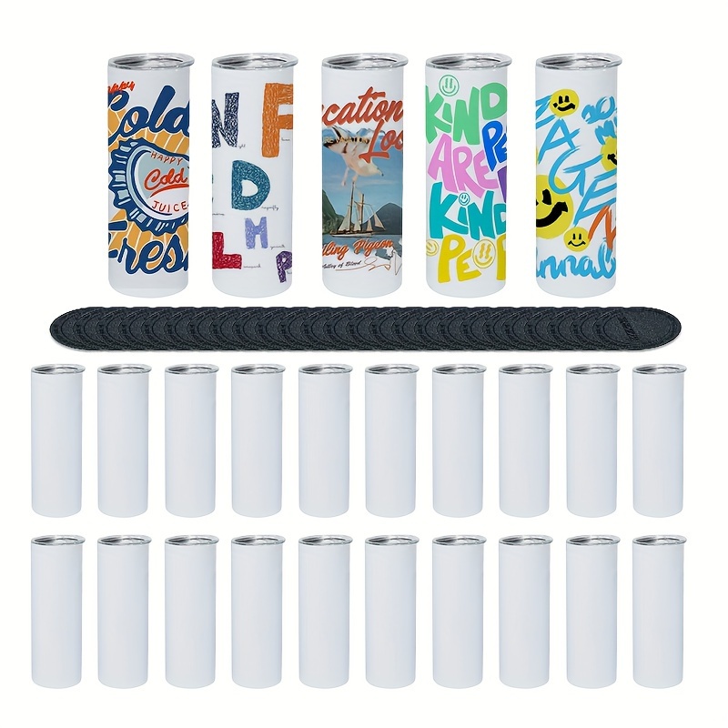 

25pcs 20oz Double Wall Stainless Steel Vacuum Sublimation Tumblers With Plastic Straws And Rubber Bottom