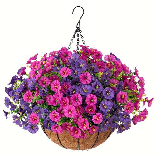 1pc realistic artificial hanging basket suitable for home garden porch window box wedding party indoor and outdoor decor perfect simulated design summer autumn anniversary basket decor
