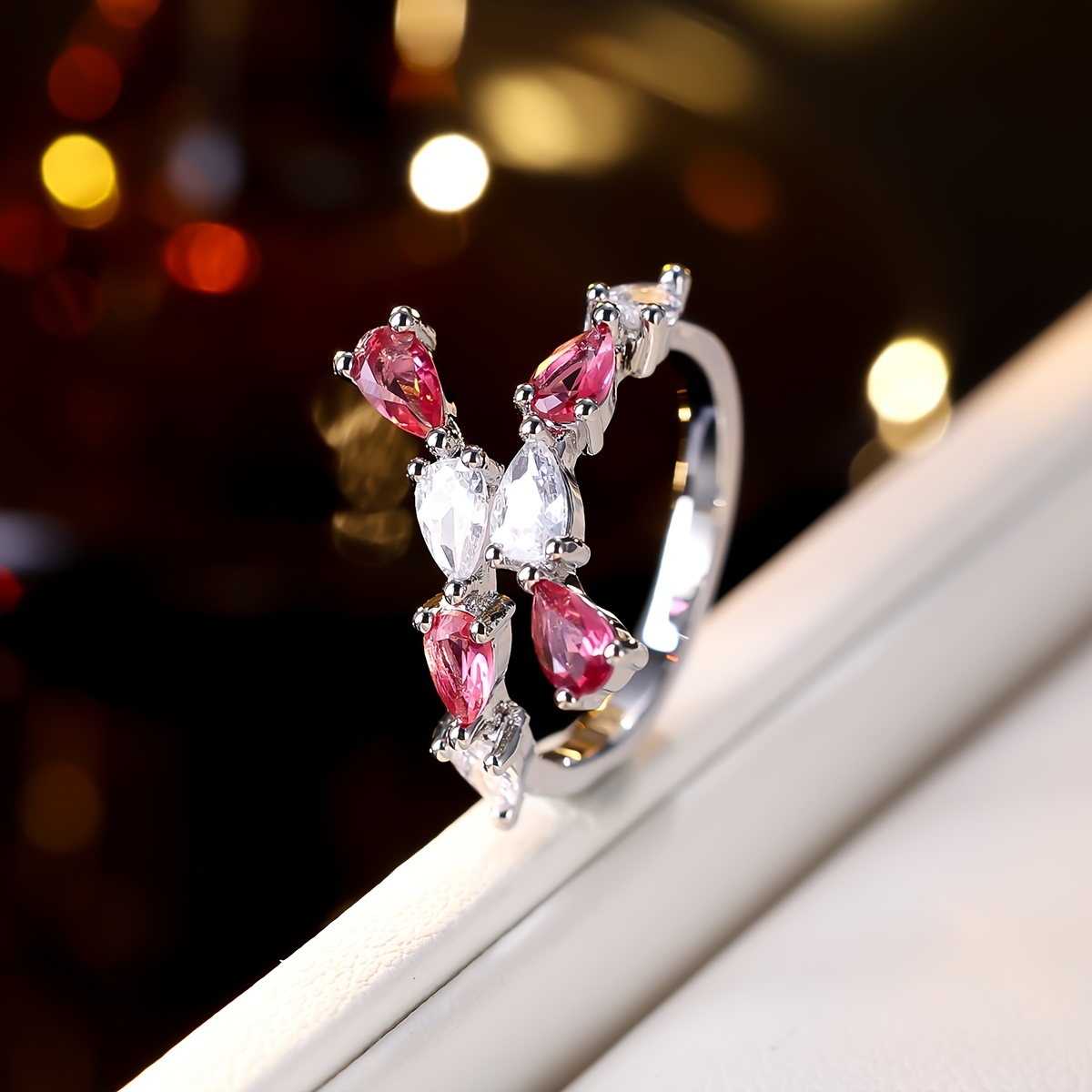 Women's Light Luxury Cross-Open Statement Ring, Versatile Design