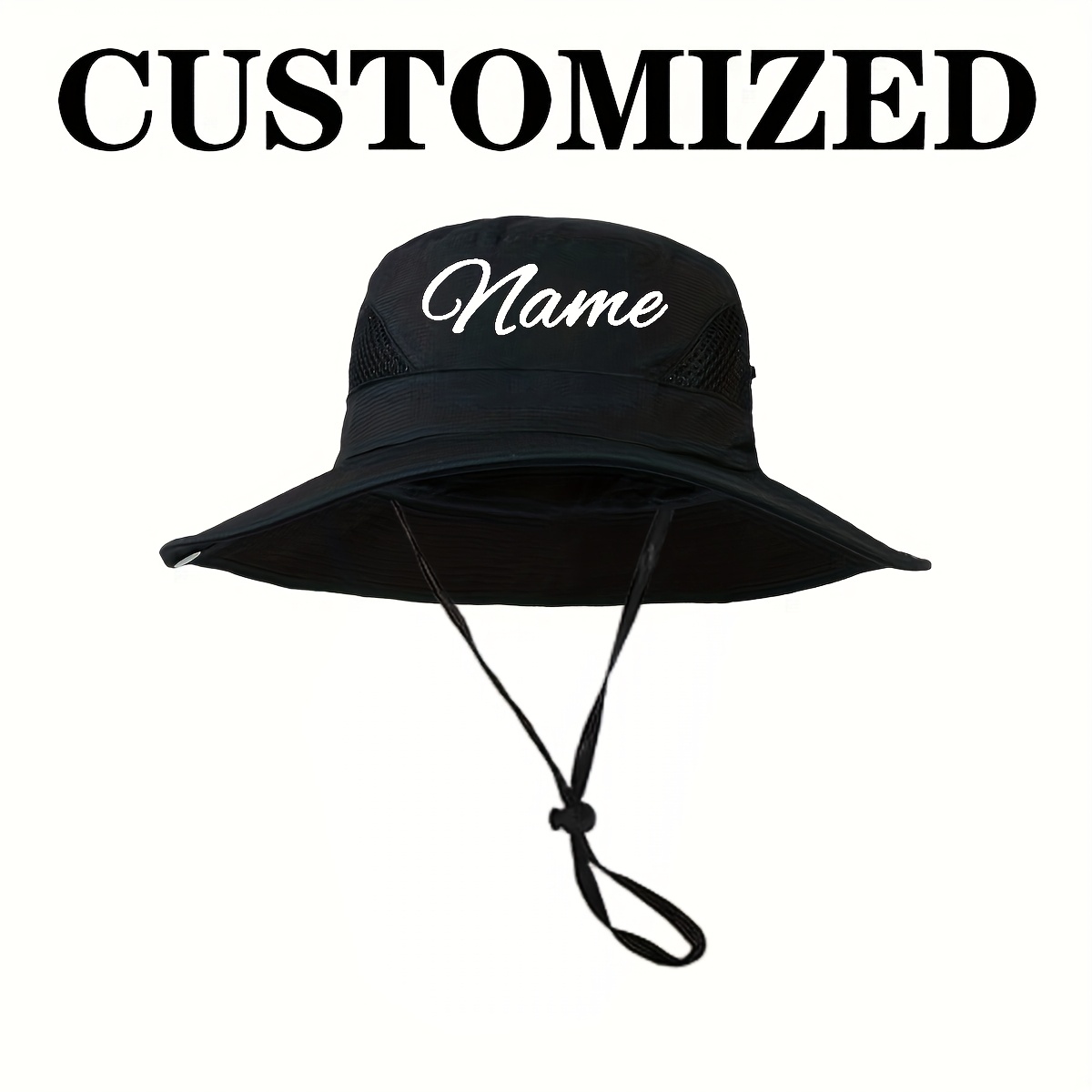 TEMU Sombrero Unisex Personalizable con o Texto, 1 Pieza con Pegatina - , Sombrero Transpirable para Senderismo para Hombres y Mujeres, Correa
