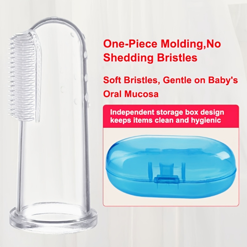 4pcs Pet Silicone Finger Toothbrush Set with Storage Cases
