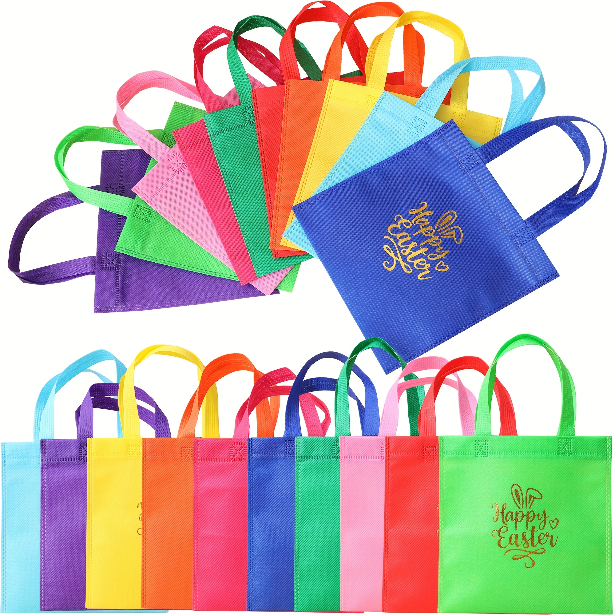 

10-pack Easter Gift Bags With Handles, Non-woven Egg Bags, Foldable Party Favor Bags For Gift Wrapping, 7.8x7.8 Inches, Small Business Supplies, Shopping Tote, Party Bag, Craft Carry Bag