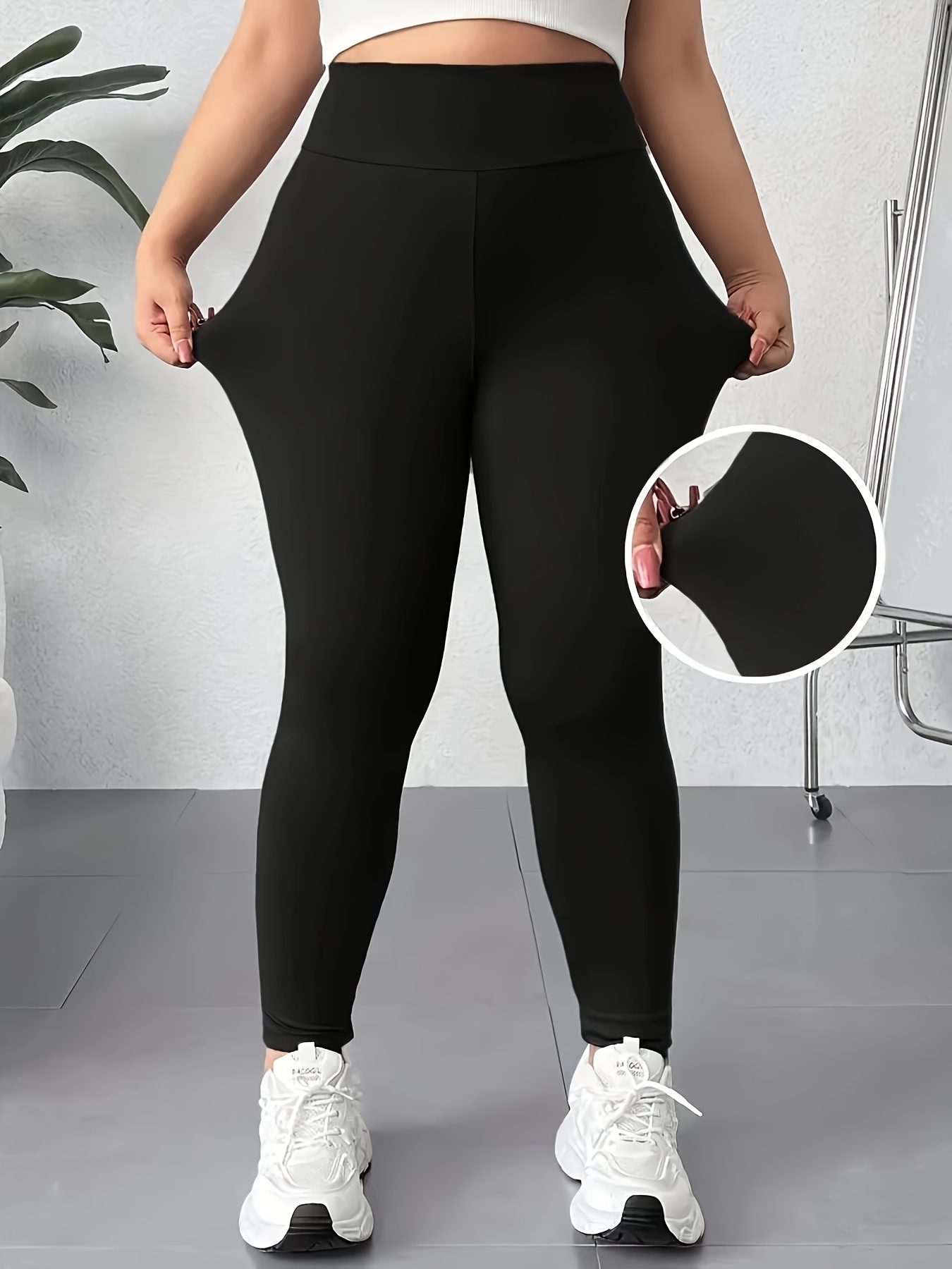 plus size plus size solid color high waisted stretchy leggings for women in plus sizes suitable for       and are machine washable or dry  