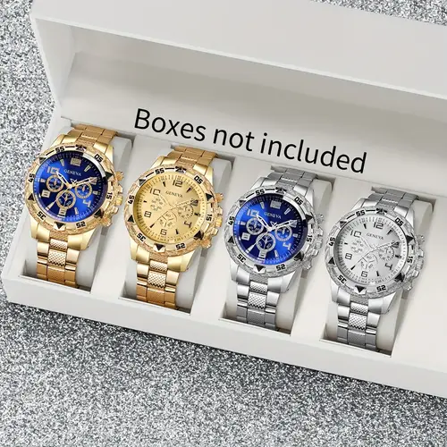 mens business quartz watch with digital scale large dial casual quartz wristwatch 4pcs set does not watch box