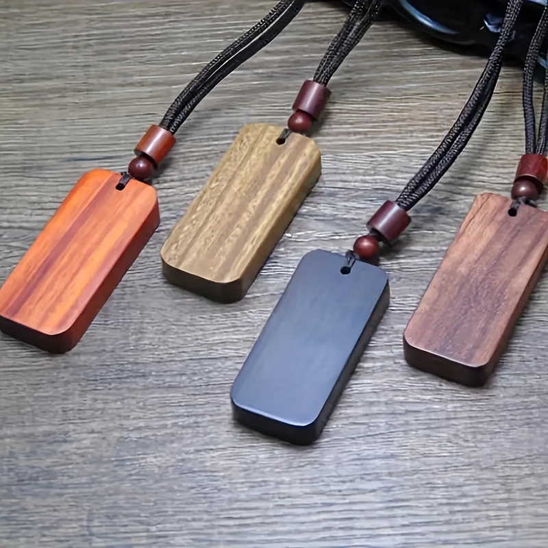 

4pcs Wood Long Blank Necklace Pendants, Semi-finished , Accessories For Men And Women