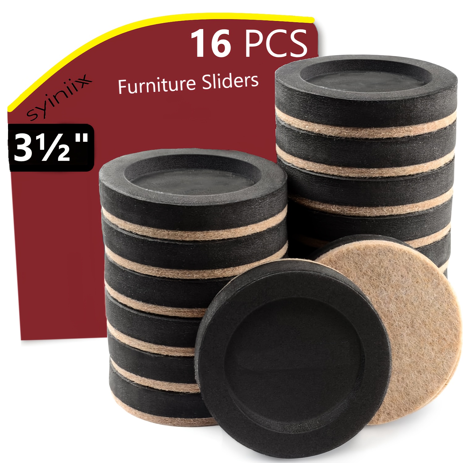 

16pcs Heavy-duty Felt Furniture Sliders For Hardwood Floors, 3.5" - Scratch-free Moving Pads With