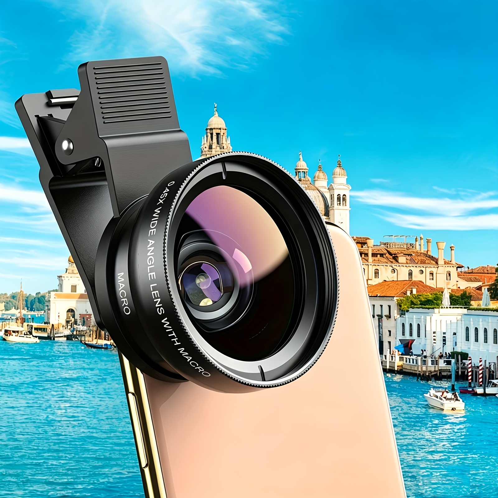 TEMU Clip-on Lens Kit For Smartphones - 3-in-1 Wide Angle & Macro Phone Camera Lens Attachment For Vlogging, Travel & Product Shots, Lightweight With