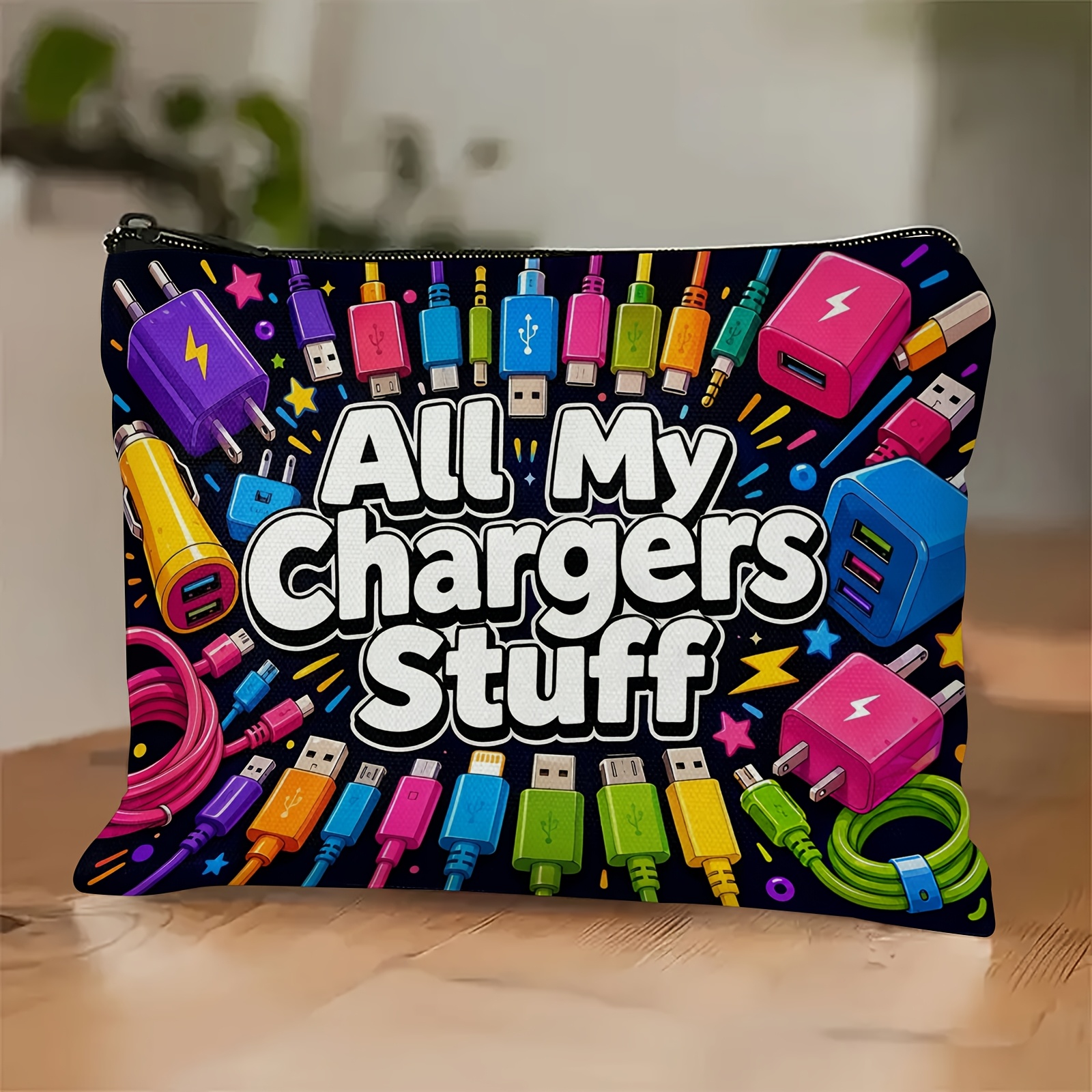 TEMU Featuring A Pattern And Related Additions, This Portable Organizer Pouch Is Designed To Hold Cosmetics, Cables, , And Other Items. Perfect For