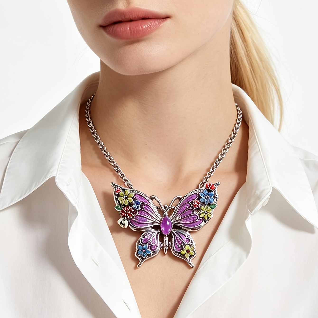 Image of 1pc Retro Elegant Enamel Pendant Necklace Women's Holiday Birthday Date Ball Banquet Party Vacation Shopping Accessory