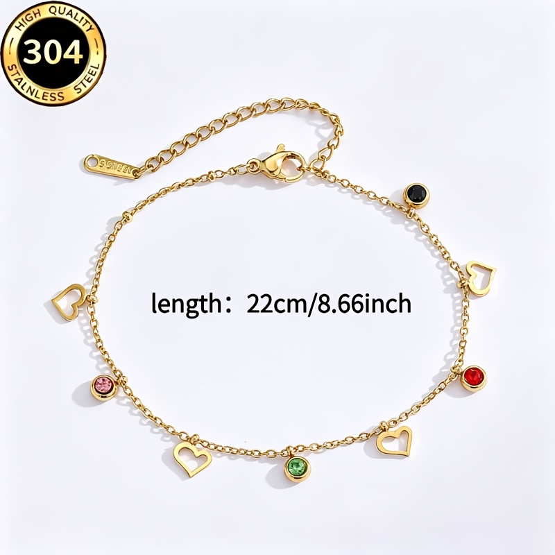TEMU Bracciale a catena regolabile da 1 pezzo, chic, oro 18K, in acciaio inossidabile 304 | Un "design " elegante e minimalista specifico per donne,