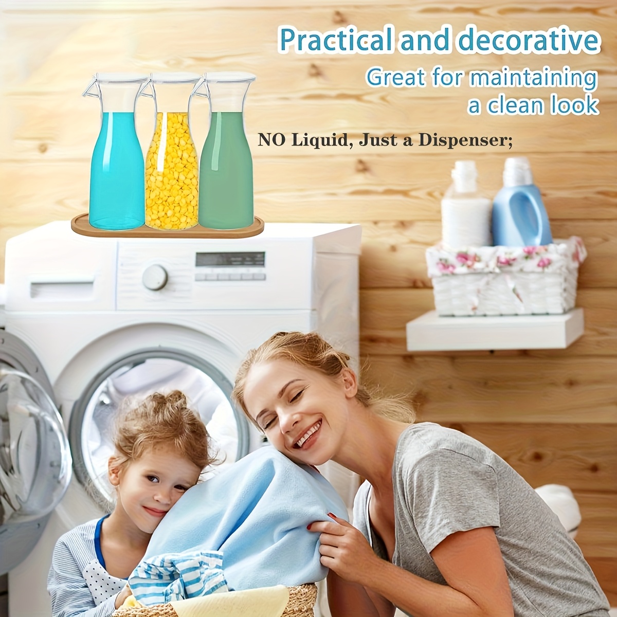 3pcs Laundry Detergent Dispenser with Waterproof Label for Laundry Room,  Fabric Softener Dispenser, Laundry Soap Dispenser Detergent Co