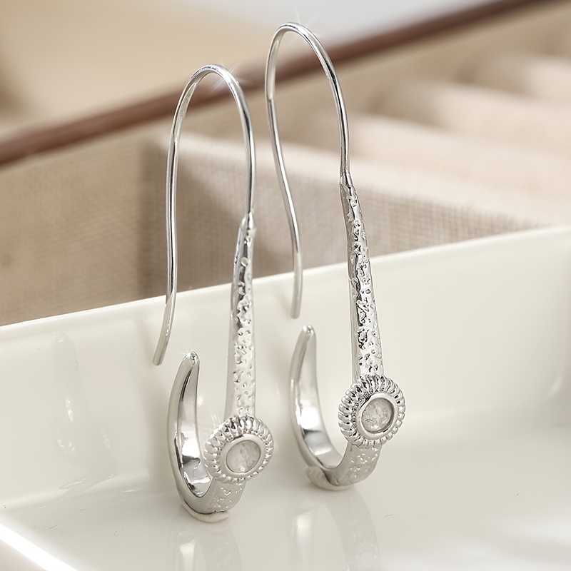 TEMU Boucles d'oreilles cerceaux argentées avec synthétique - Bijoux pour mariées - Style pendantes - Accessoires de mariage