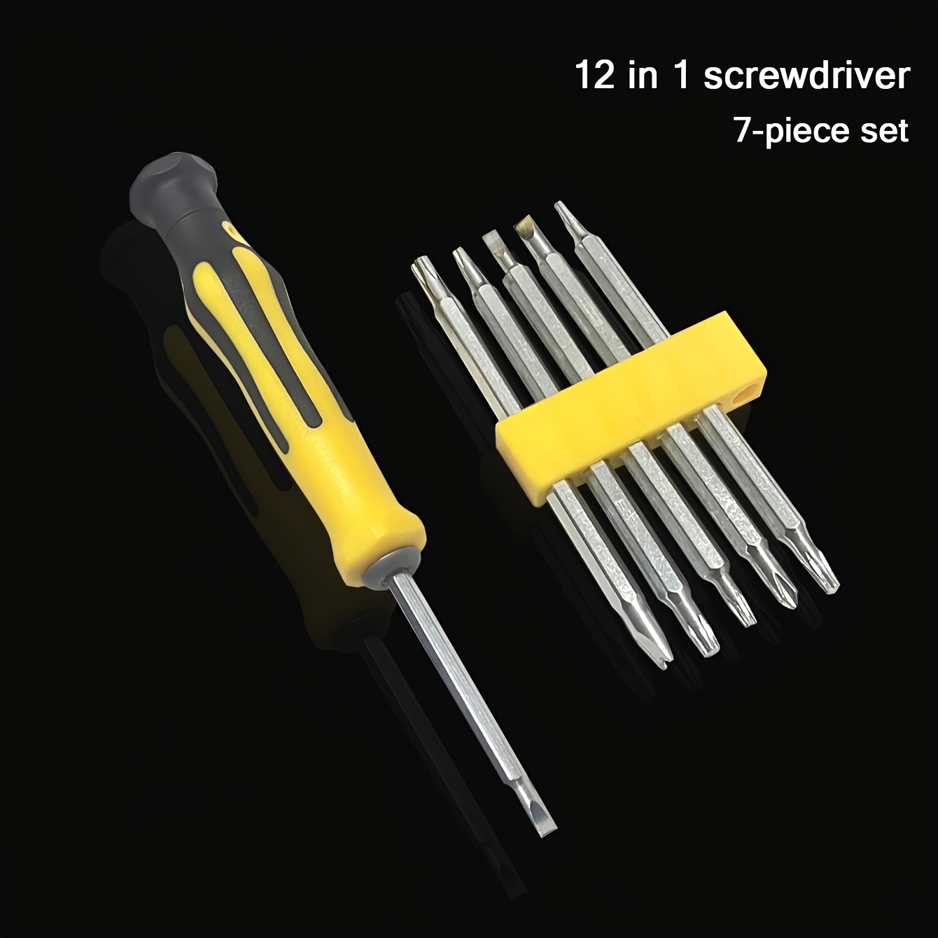TEMU Kit de tournevis de 12-en-1 : Conçu pour smartphones et tablettes, comprend des outils durables en acier au carbone avec embouts à tête plate