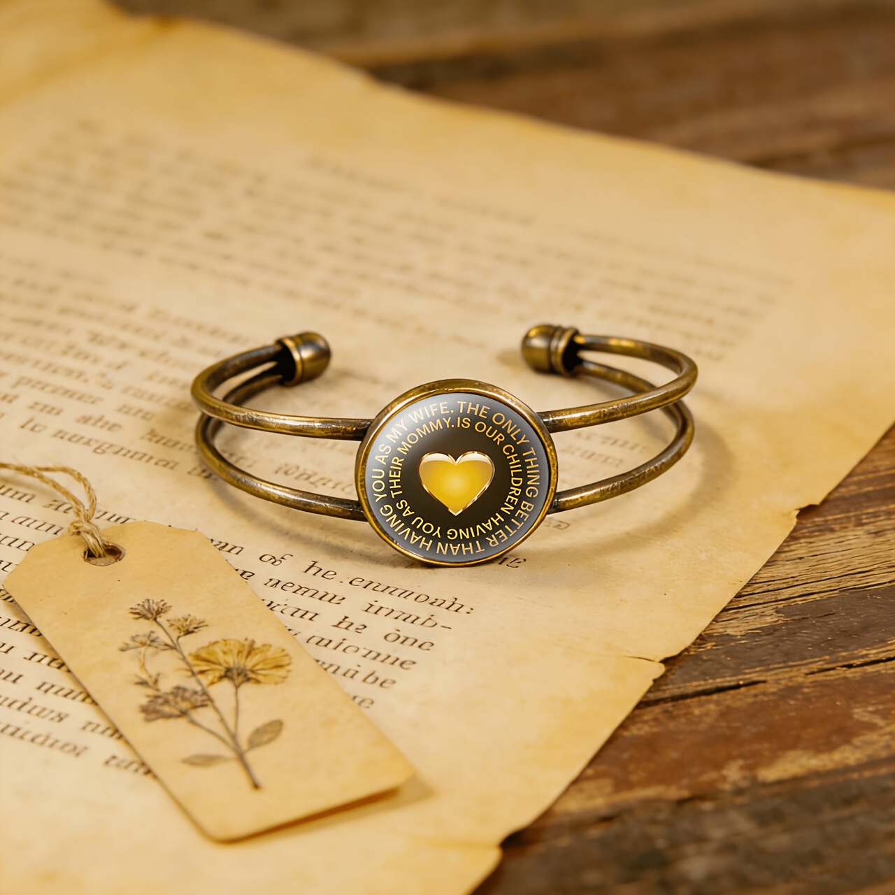 Antique Cyan Double-Layer Adjustable Opening Bracelet, Heart Pattern